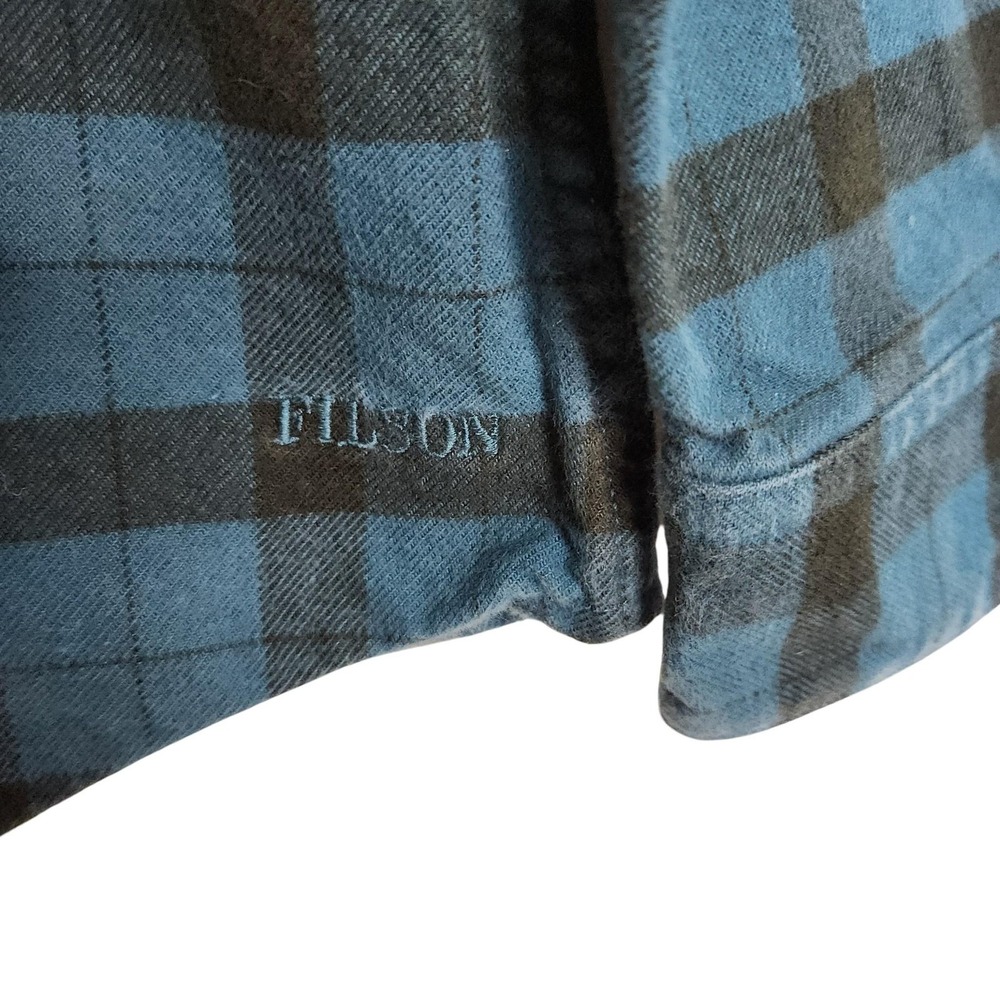 FILSON Alaskan Guide Shirt Womens Medium Blue Plaid Flannel Long Sleeve Button - Picture 6 of 12